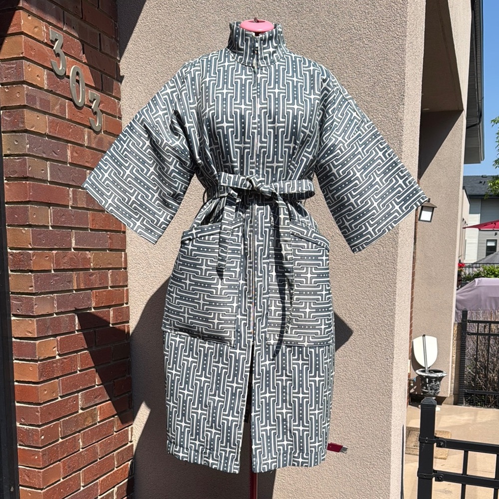 Stylish Black and White Patterned Kimono Coat for women